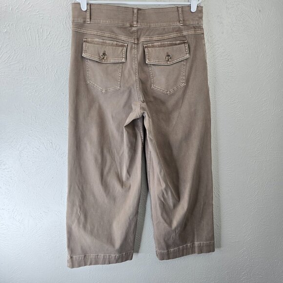 SPANX Cropped Wide Leg Pants XL Brown High Waist Stretchy Shaping Casual Pull On - Picture 6 of 13